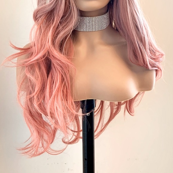Very Pretty 24” Ombre Pink Coral Mix Lace Front Premium Wig - Picture 7 of 12